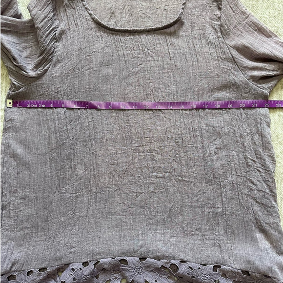 Retro Threads Purple Guazy Lace Trim Bell Sleeve Tunic, Size L - Picture 8 of 10